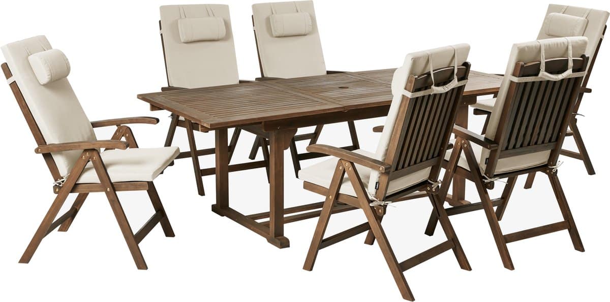 beliani amantea premium tuinset voor 6 taupe