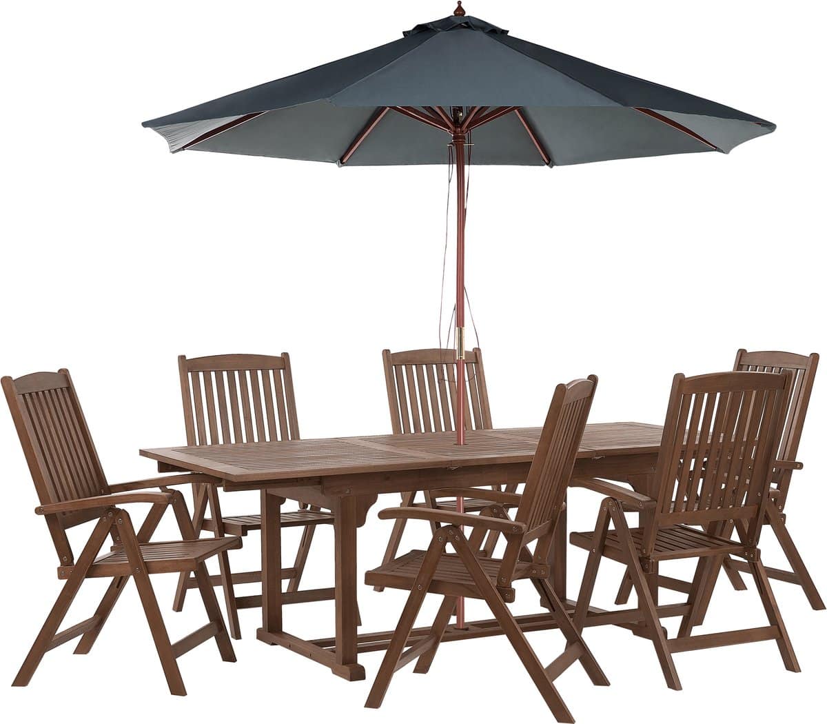 beliani amantea tuinset voor 6 donkere houtkleur/grijs