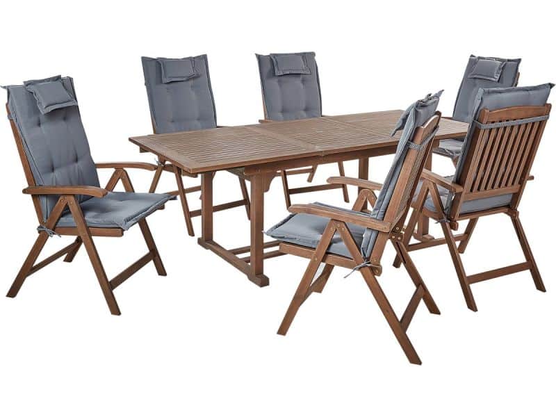 BELIANI AMANTEA - Tuinset voor 6 - Donkerhout/Grijs - Acaciahout