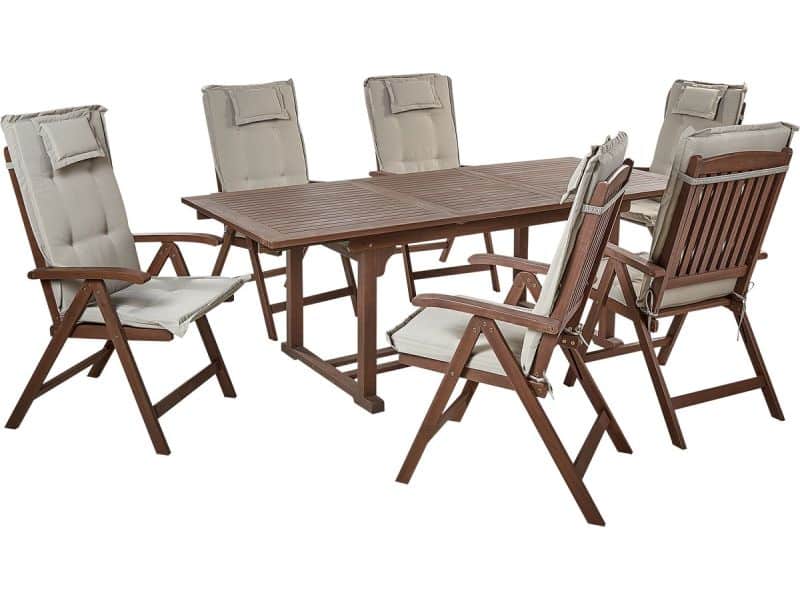 BELIANI AMANTEA - Tuinset voor 6 - Taupe - Acaciahout