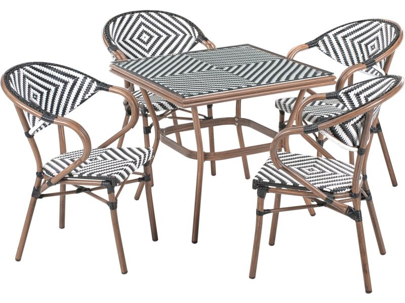 BELIANI CASPRI - Tuinset voor 4 - Zwart/Wit - PE