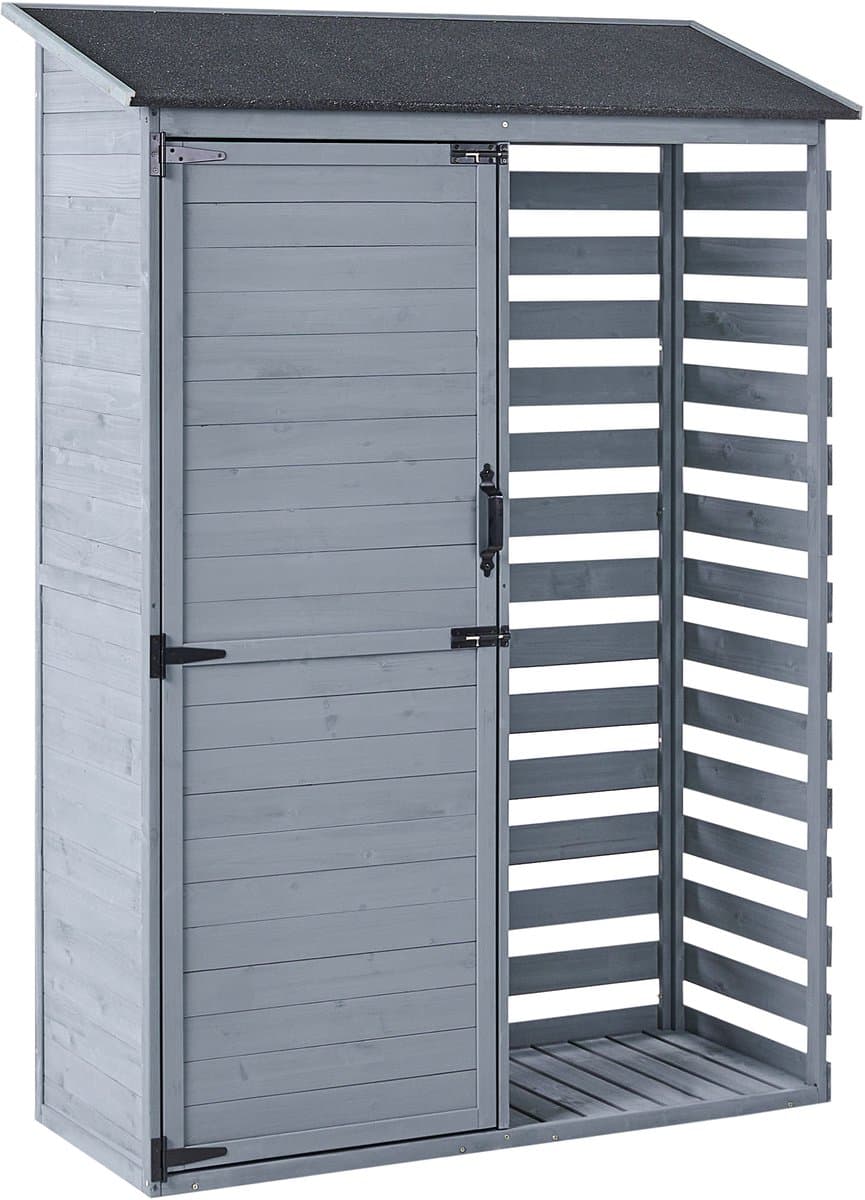 beliani cengio gereedschapsschuur grijs dennenhout