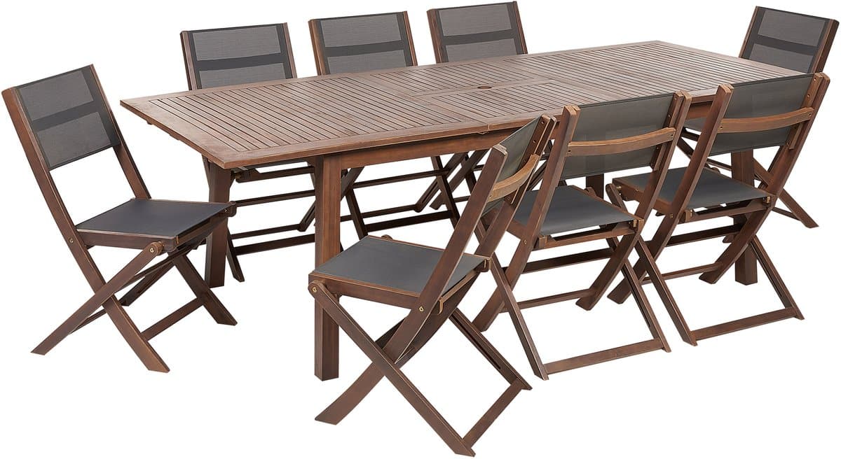 beliani cesana tuinset voor 8 donkerbruin acaciahout