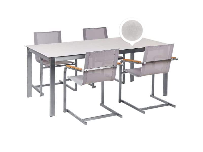 BELIANI COSOLETO - Tuinset 4 persoons - Wit - Graniet/Glas