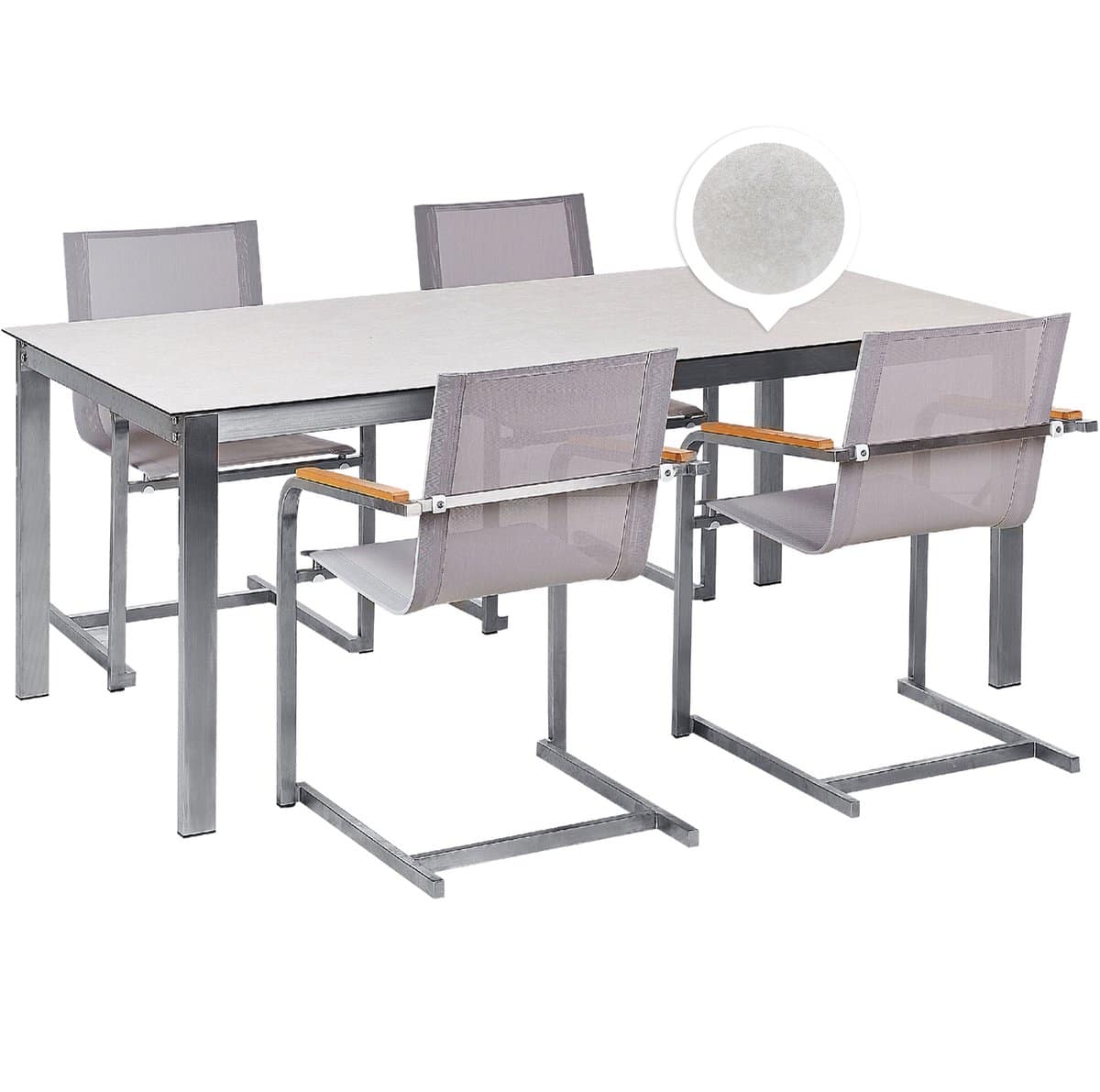 beliani cosoleto tuinset 4 persoons wit graniet/glas