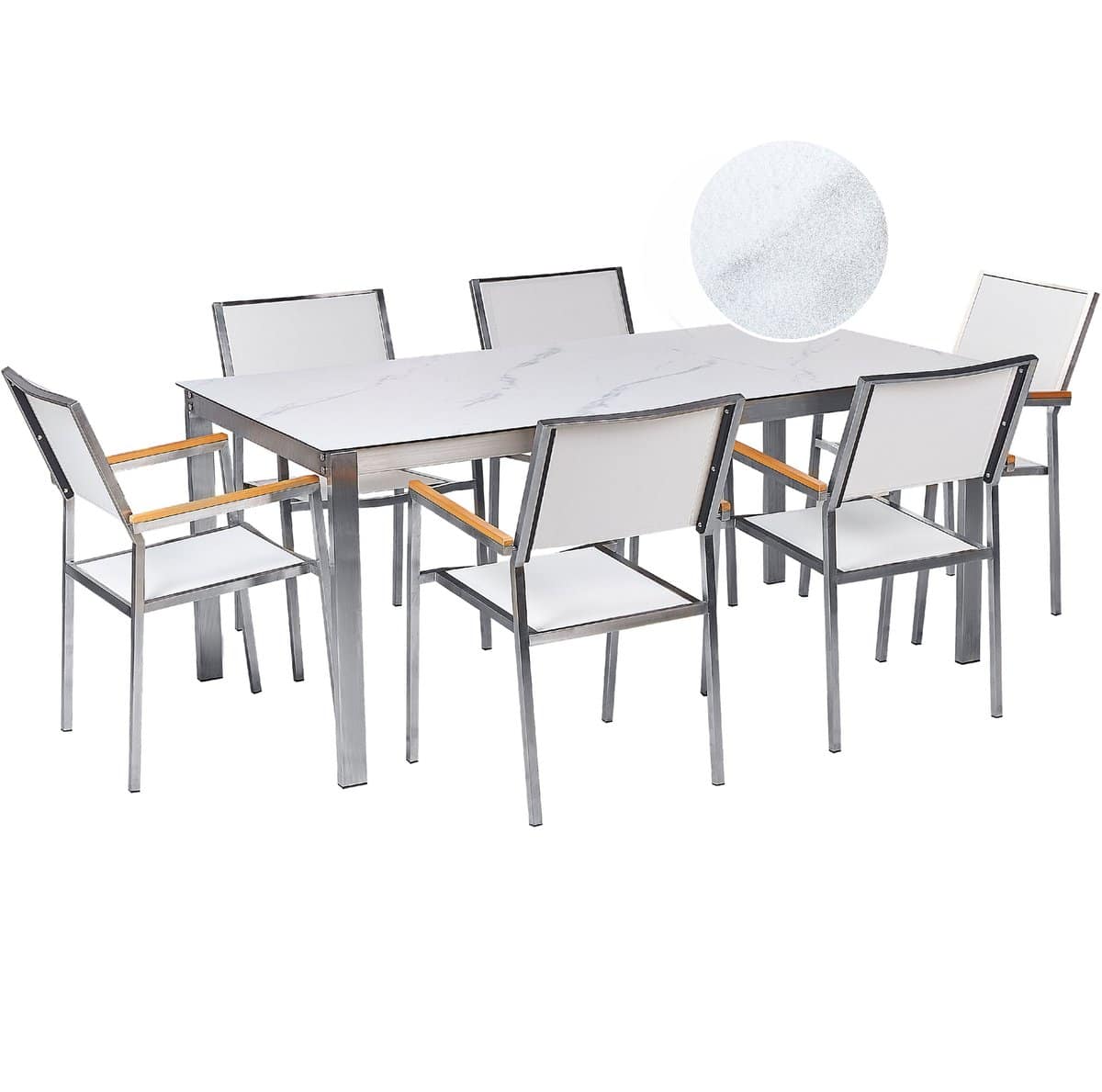 beliani cosoleto/grosseto tuinset 6 persoons wit marmer