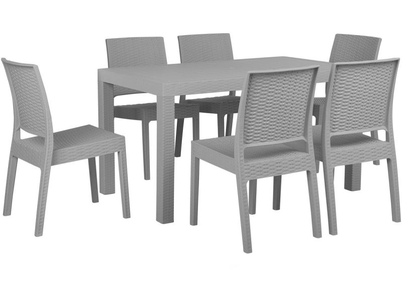 BELIANI FOSSANO L - Tuinset voor 6 - Lichtgrijs