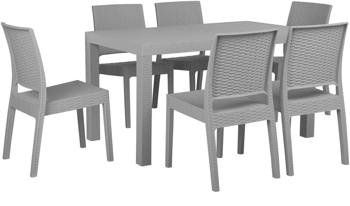 beliani fossano l tuinset voor 6 lichtgrijs