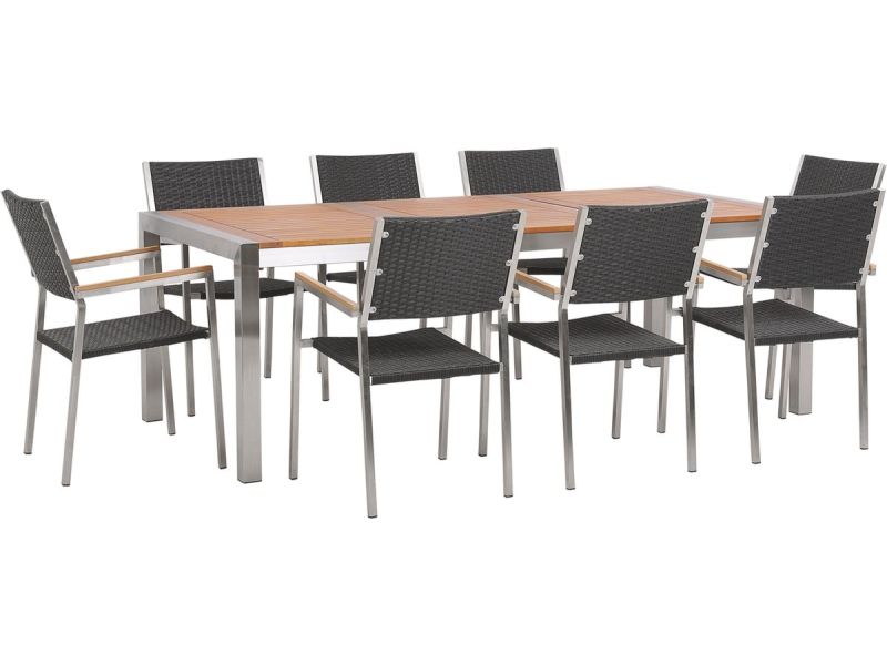 BELIANI GROSSETO - Tuinset voor 8 - Zwart - RVS