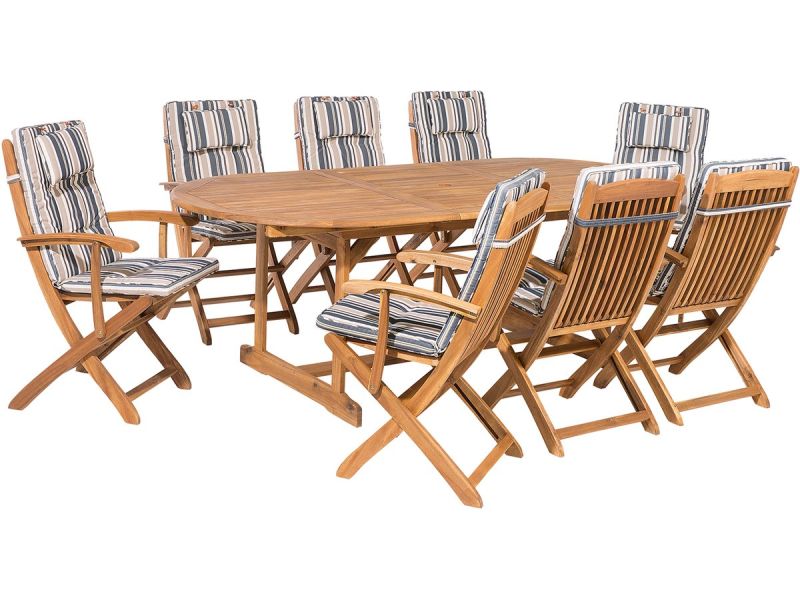 BELIANI MAUI - Tuinset voor 8 - Donkerblauw - Acaciahout