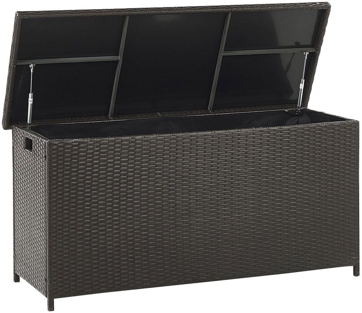 beliani modena kussenbox donkerbruin 126 cm pe rotan