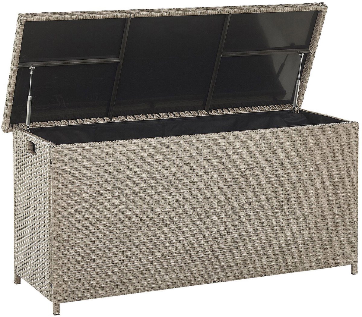beliani modena kussenbox taupe 126 cm pe rotan