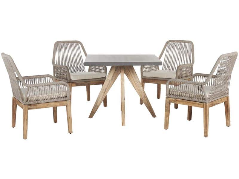 BELIANI OLBIA - Tuinset voor 4 Vierkant - Beige