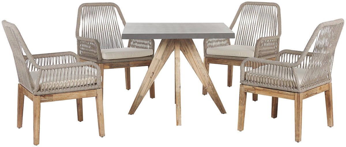 beliani olbia tuinset voor 4 vierkant beige