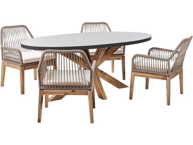 BELIANI ORISTANO/OLBIA - Tuinset 4-zits - Grijs/Beige/Lichthout - Beton