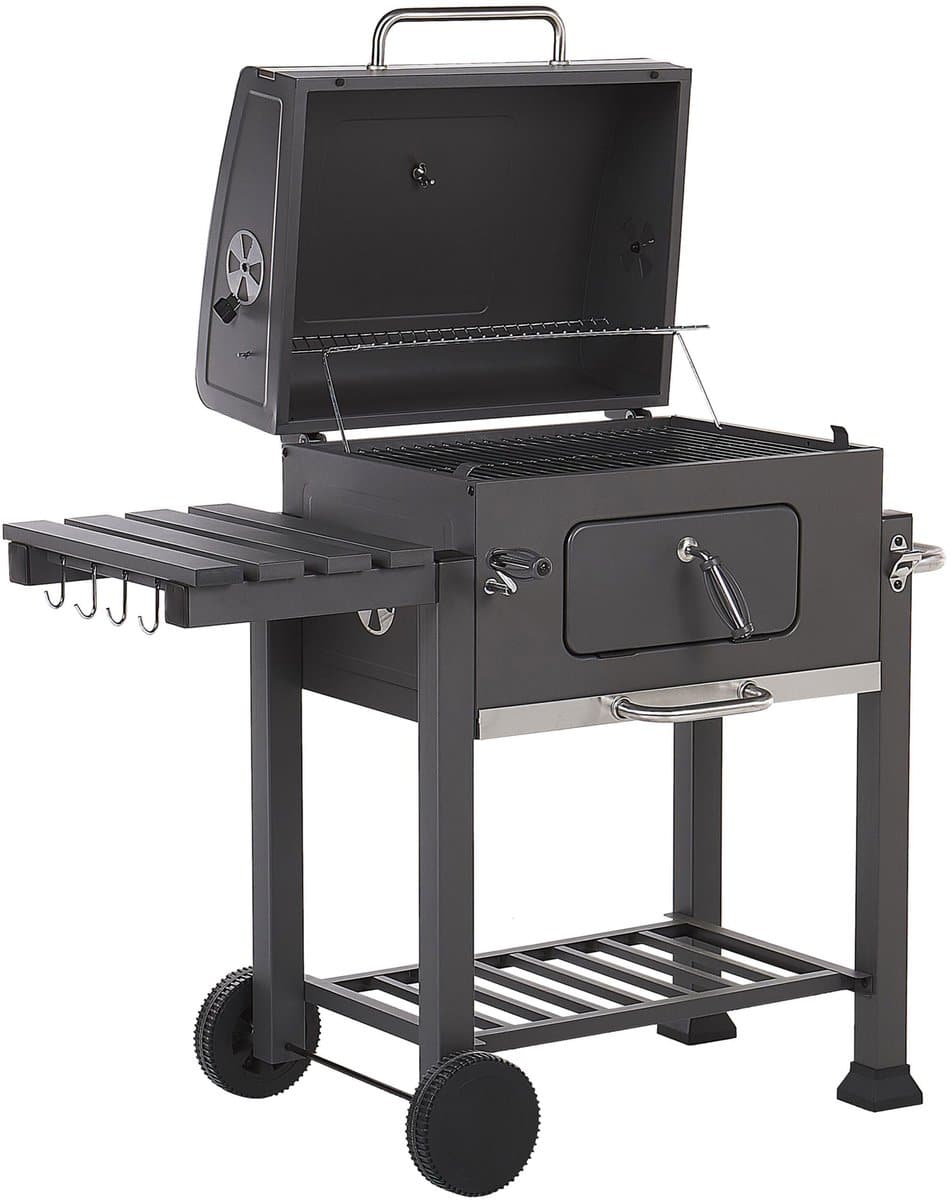 beliani pavlof houtskoolgrill grijs staal