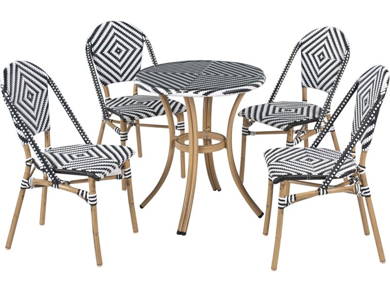 BELIANI RIFREDDO - Tuinset voor 4 - Wit/Zwart - PE