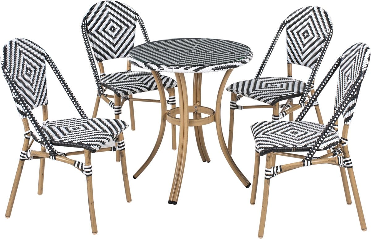 beliani rifreddo tuinset voor 4 wit/zwart pe