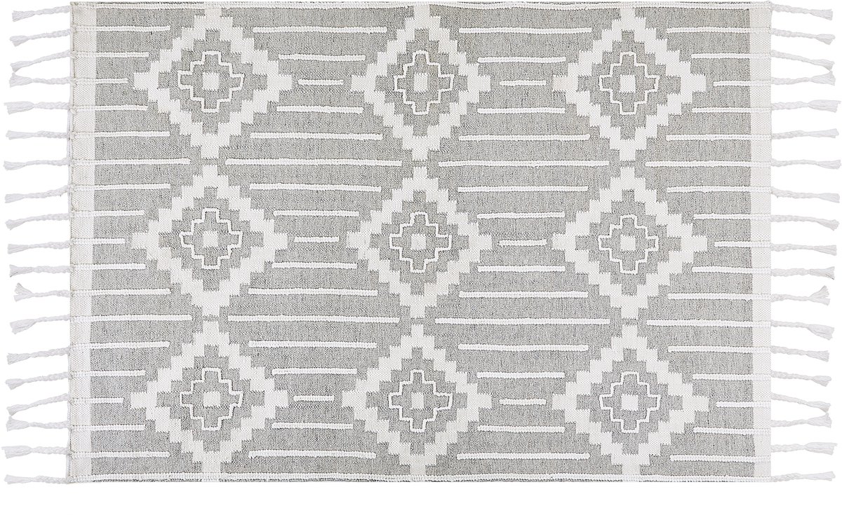 beliani tabiat vloerkleed wit 160 x 230 cm synthetisch materiaal