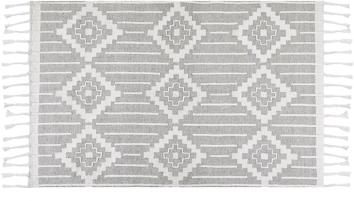 beliani tabiat vloerkleed wit 80 x 150 cm synthetisch materiaal