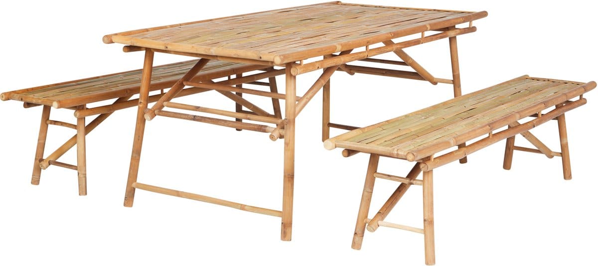 beliani tindari tuinset 4 zits lichtbruin bamboe