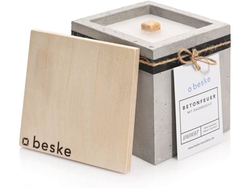 Betonvuur voor Buiten - Duurzame Tuinverlichting met Permanente Lont - 13 x 13 x 13 cm