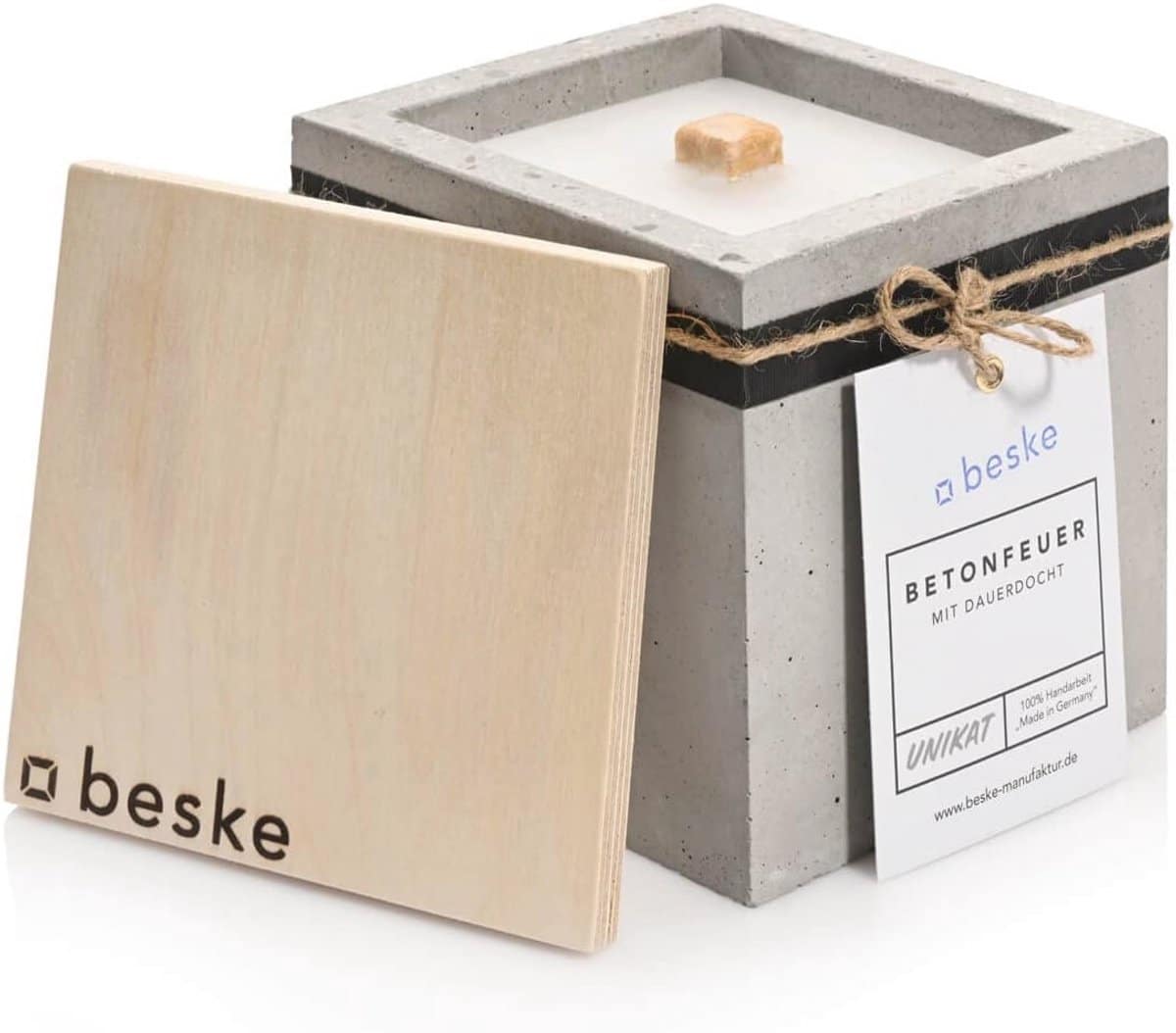 betonvuur voor buiten duurzame tuinverlichting met permanente lont 13 x 13 x 13 cm
