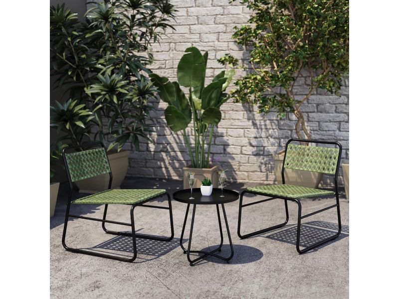 Bistroset 3-delig met 2 stoelen en tafel - Balkonset buitenstaal