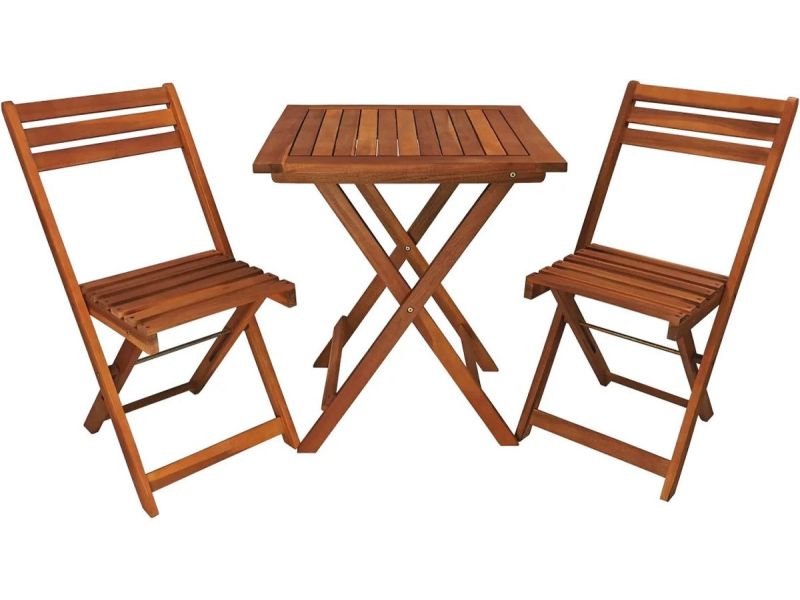 Bistroset, balkonset, acaciahout, inklapbaar, tafel met 2 stoelen, bruin