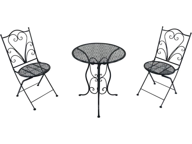 Bistroset met 2 Stoelen en Tafel - Antraciet Mozaïek Set