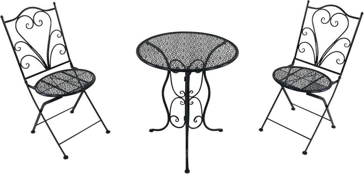 bistroset met 2 stoelen en tafel antraciet mozaïek set