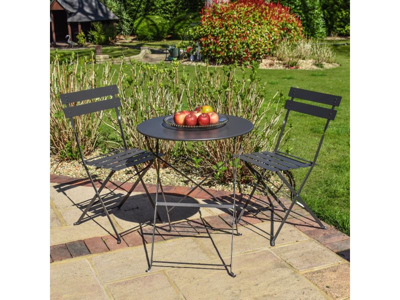 BPS Deluxe Tuin Bistroset - Antraciet - Ronde tafel