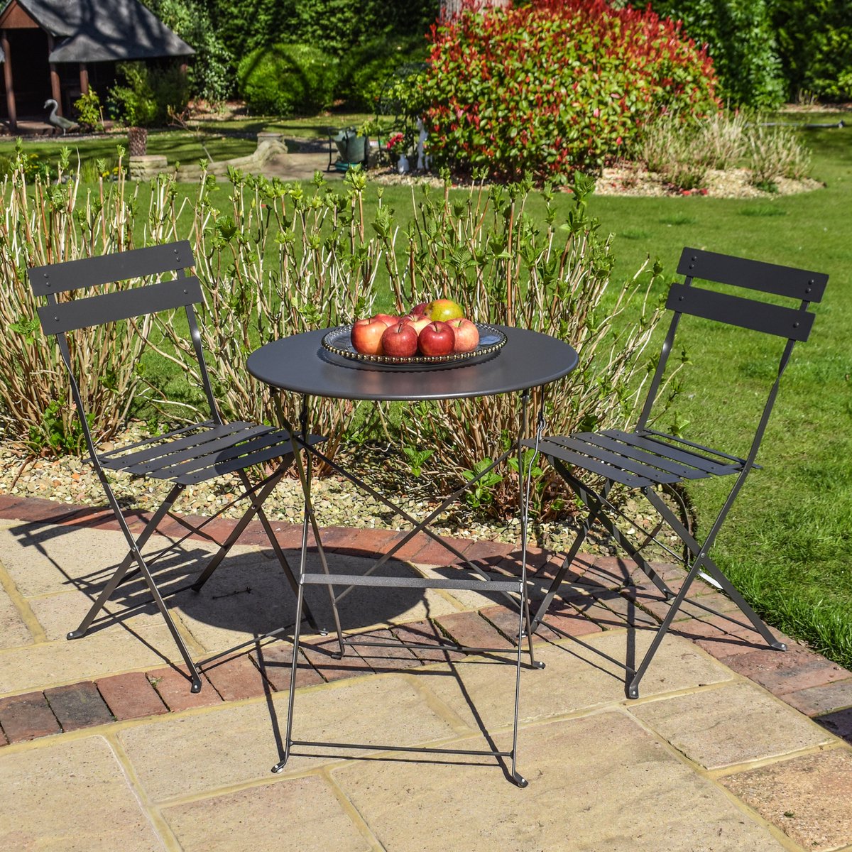 bps deluxe tuin bistroset antraciet ronde tafel
