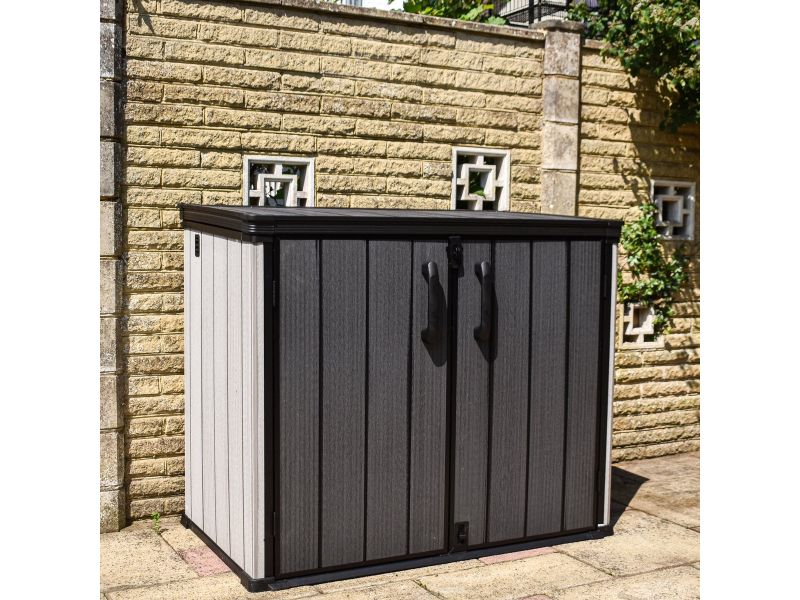 BPS Grote Kunststof Opbergschuur - 1,42 m x 1,18 m x 0,84 m - 1200 L Capaciteit - Weerbestendig - Duurzame Kunststof met Houtlook - Eenvoudige Montage