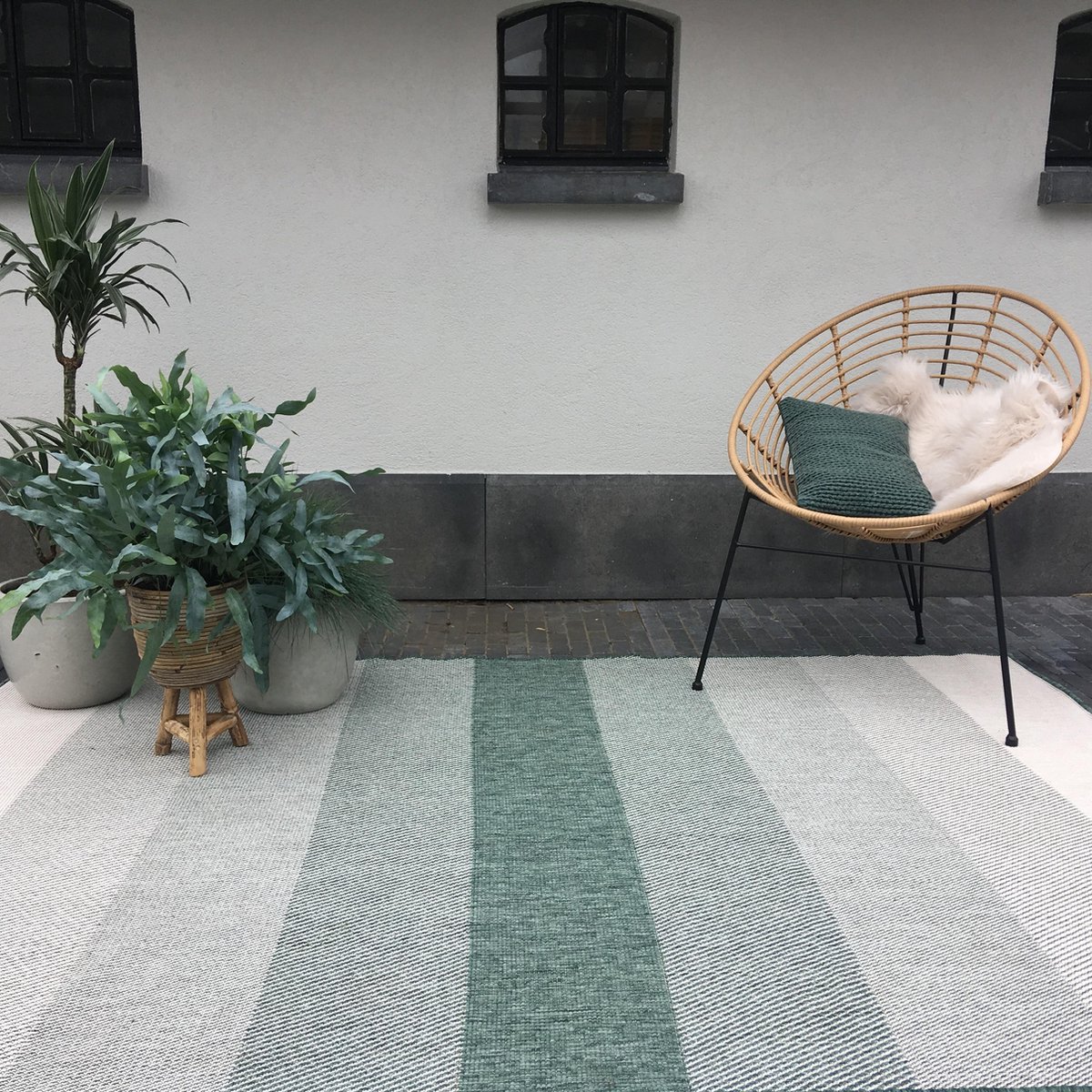 buiten vloerkleed boa groen/wit dubbelzijdig eva interior 200 x 290 cm (l)