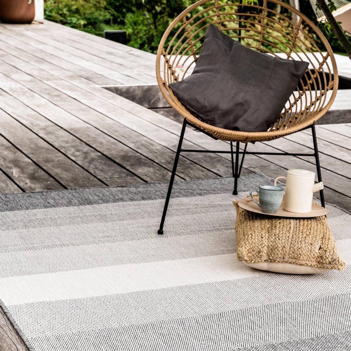 buiten vloerkleed boa zwart/wit dubbelzijdig eva interior 200 x 290 cm (l)