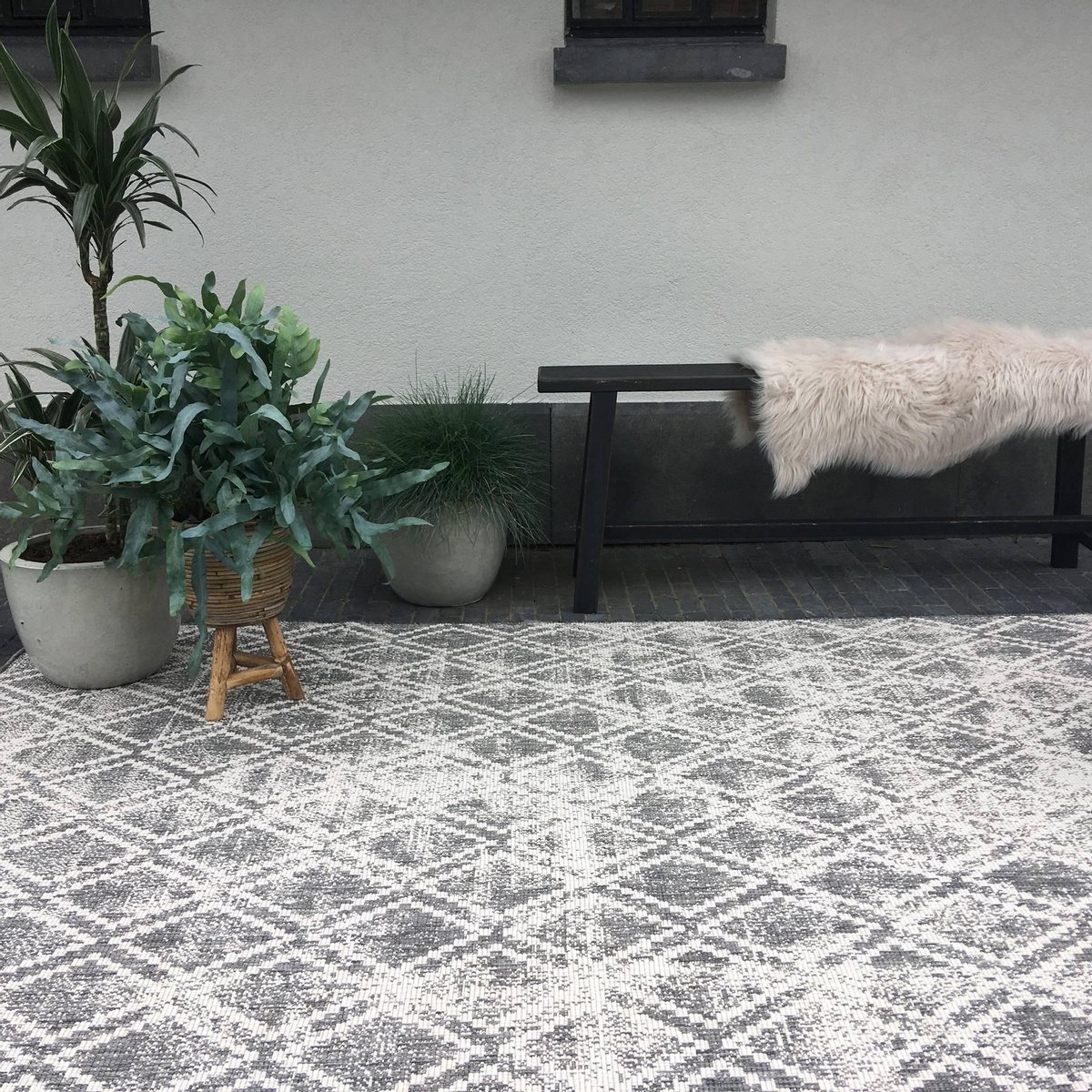 buiten vloerkleed frost grijs/wit dubbelzijdig eva interior 200 x 290 cm (l)