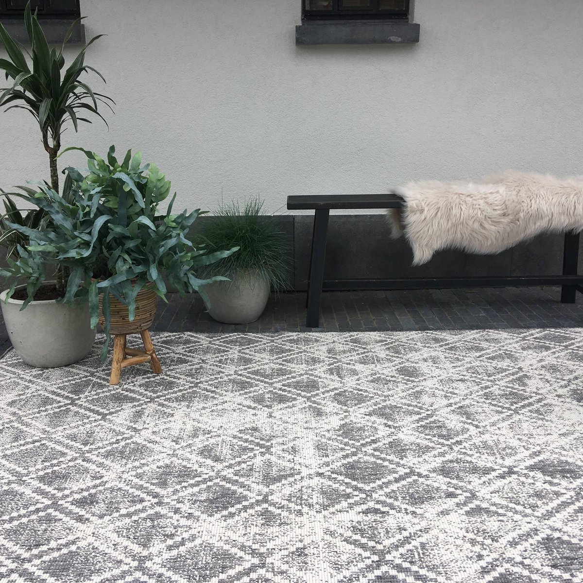 buiten vloerkleed frost grijs/wit dubbelzijdig eva interior 240 x 340 cm (xl)