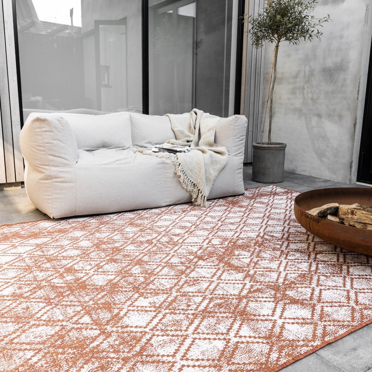 buiten vloerkleed frost roest/wit dubbelzijdig eva interior 240 x 340 cm (xl)