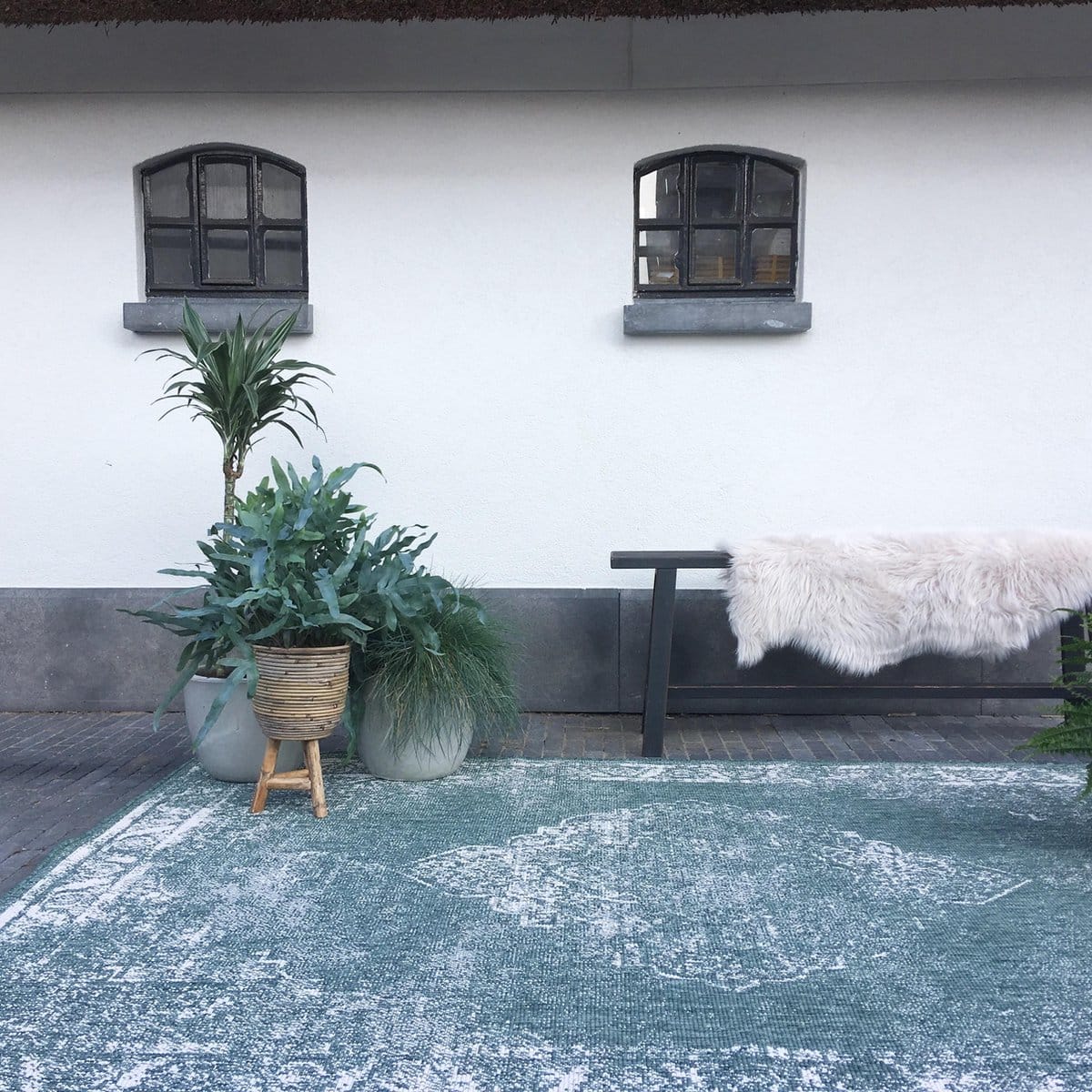 buiten vloerkleed sage groen dubbelzijdig eva interior 200 x 290 cm (l)