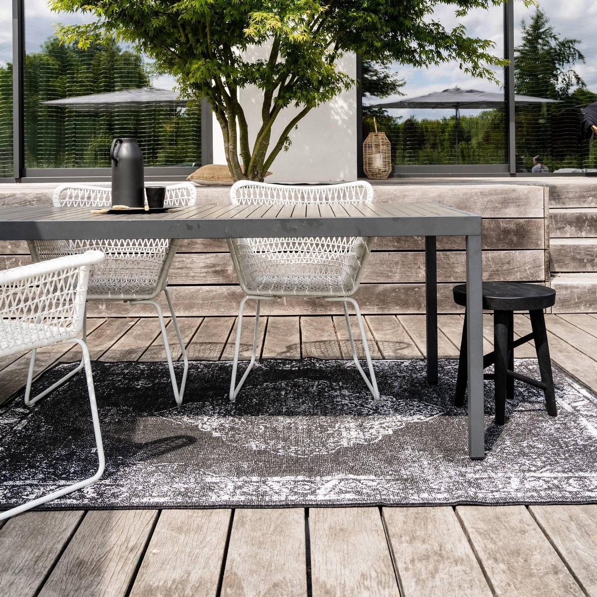 buiten vloerkleed sage zwart dubbelzijdig eva interior 240 x 340 cm (xl)