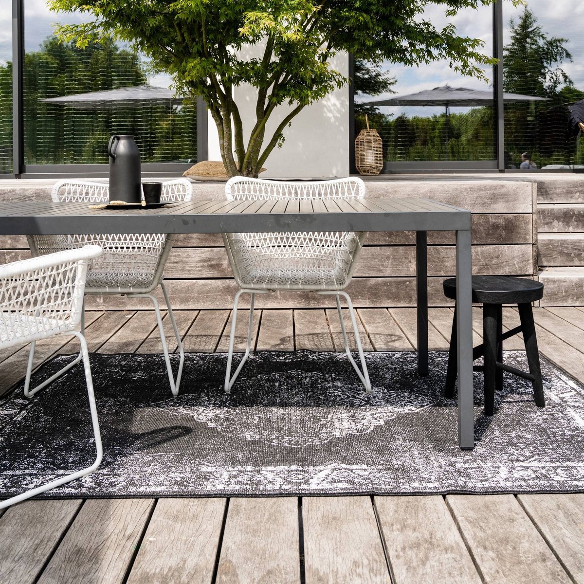 buiten vloerkleed sage zwart dubbelzijdig eva interior 280 x 380 cm (xxl)