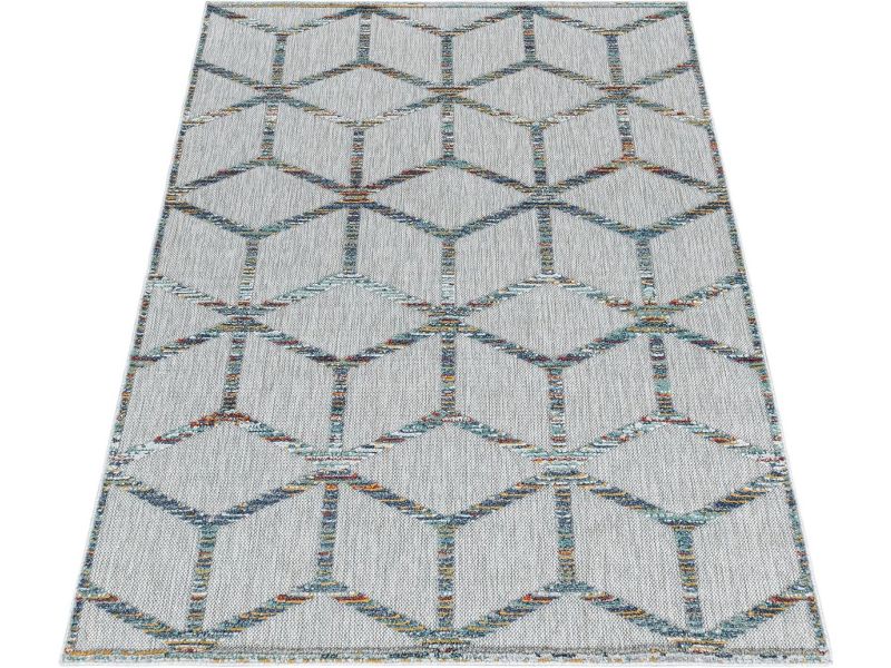 Buitenkleed 140x200 Multicolor Laagpolig voor Balkon, Tuin en Terras - Scandinavisch Design