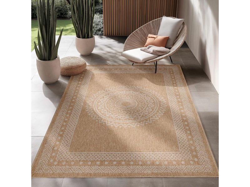 Buitenkleed Beige Vintage Stijl 80x150 cm voor Balkon Tuin en Patio