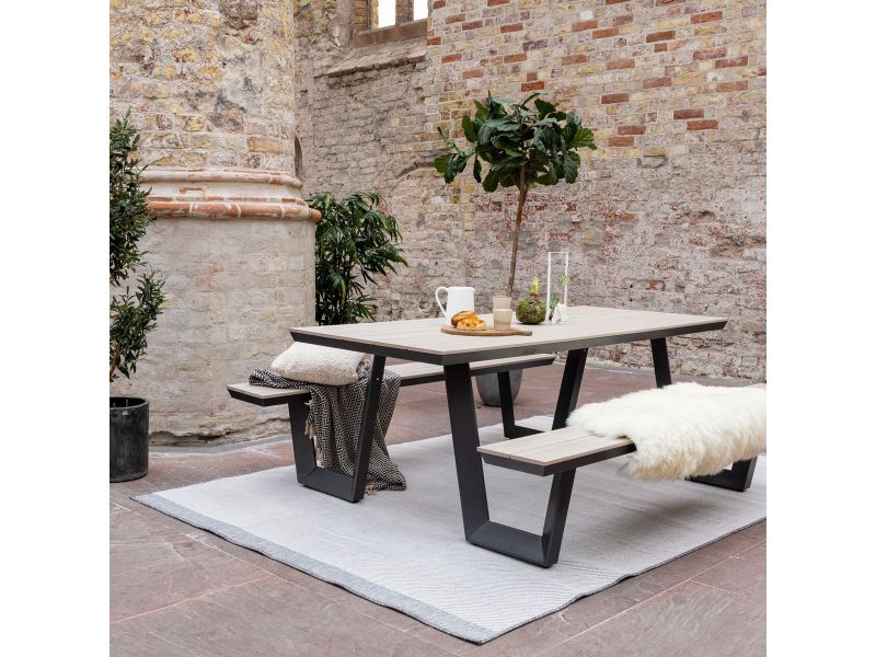 Buitenkleed Border - Grijs/wit - dubbelzijdig - EVA Interior - 200 x 290 cm - (L)