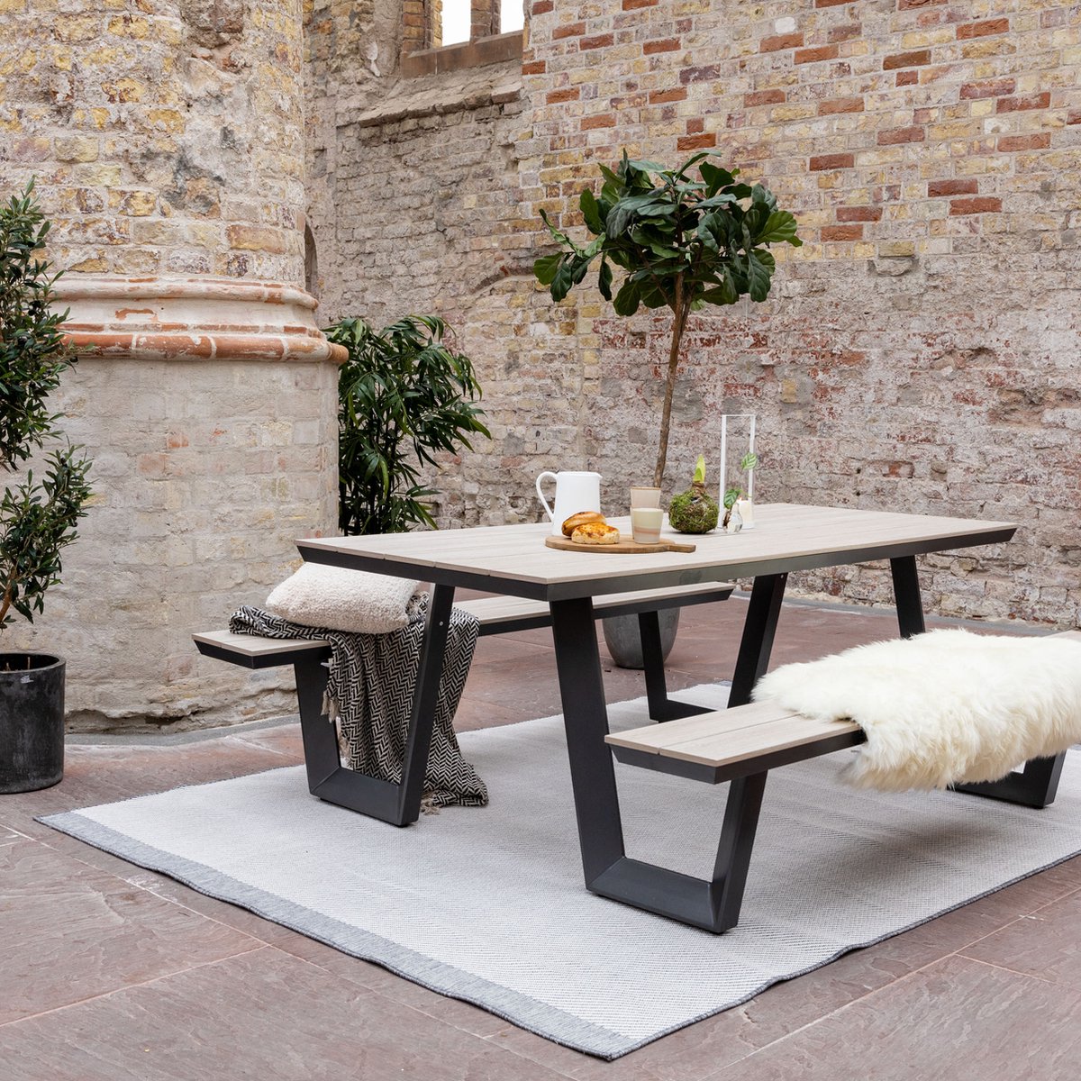 buitenkleed border grijs/wit dubbelzijdig eva interior 200 x 290 cm (l)