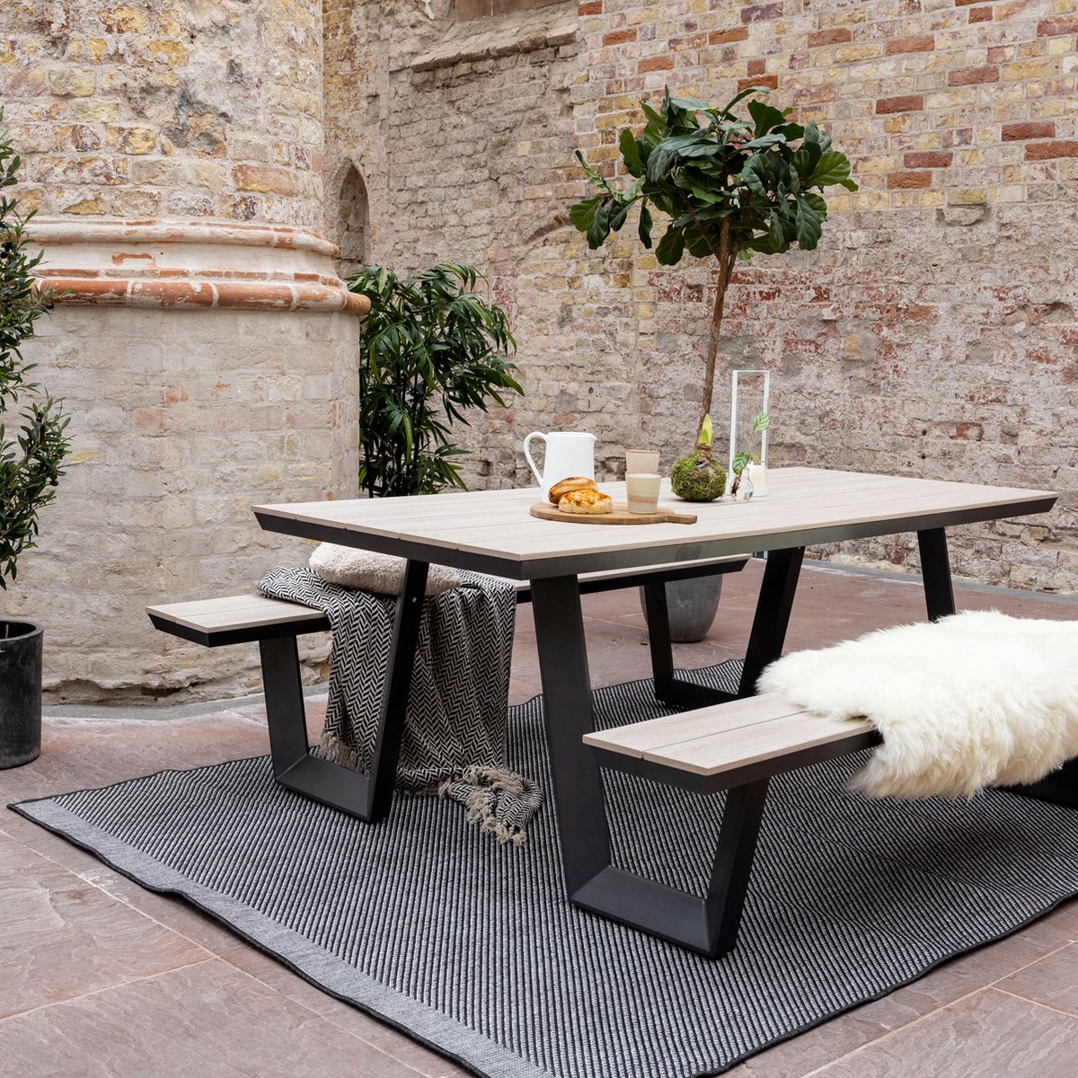 buitenkleed border zwart/grijs/wit dubbelzijdig eva interior 160 x 230 cm (m)