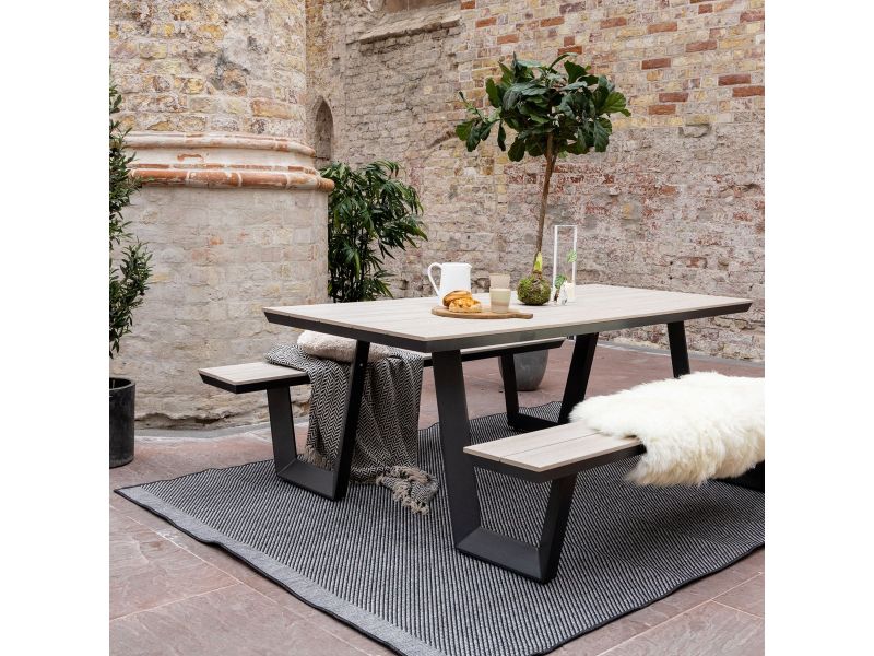 Buitenkleed Border - Zwart/grijs/wit - dubbelzijdig - EVA Interior - 240 x 340 - (XL)