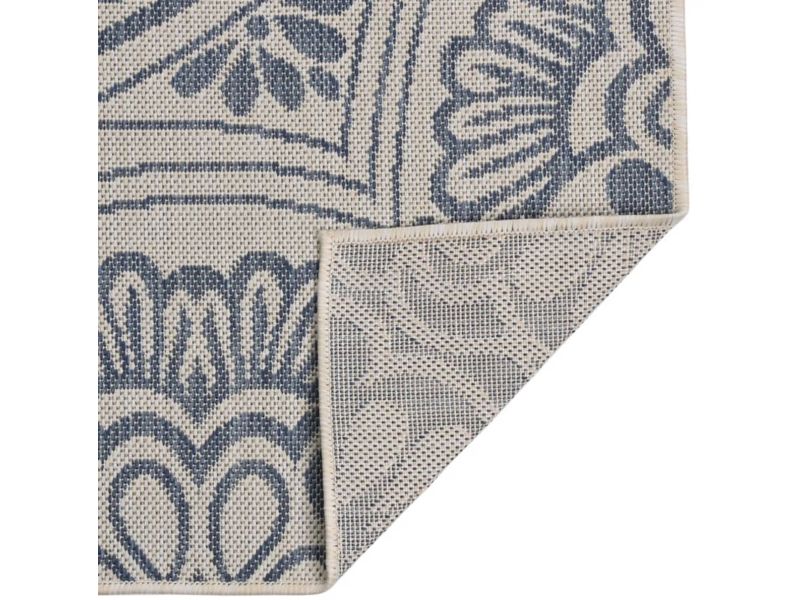 Buitenkleed | Buitentapijt met patroon platgeweven 200x280 cm blauw