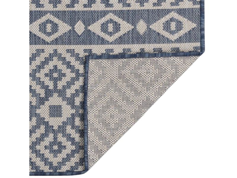 Buitenkleed | Buitentapijt met patroon platgeweven 200x280 cm blauw